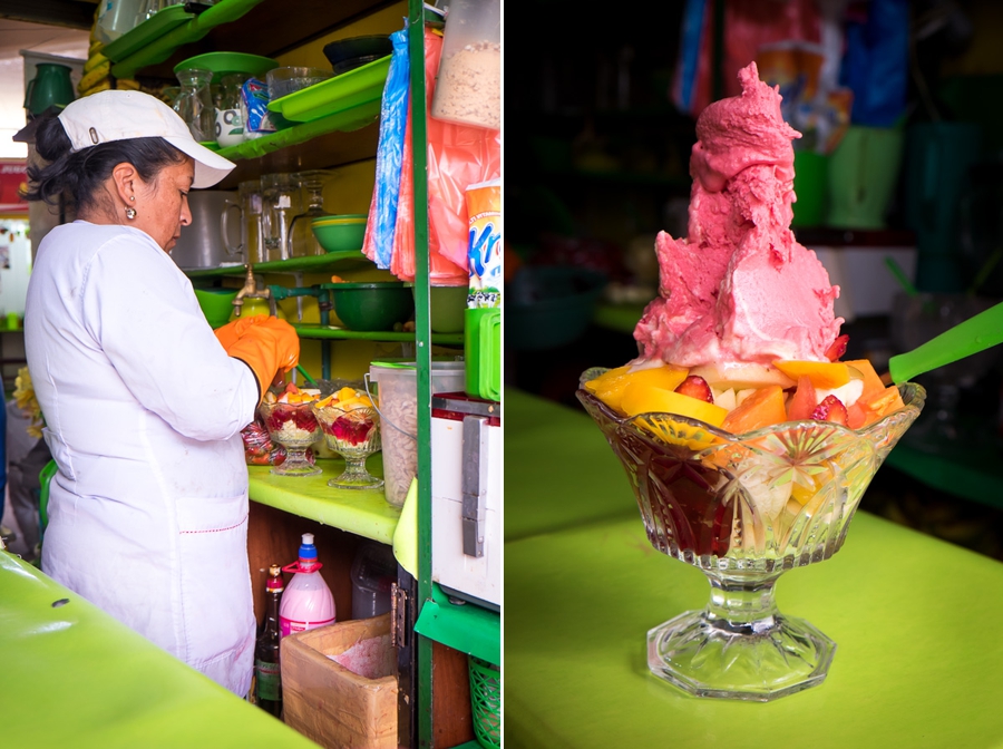 Fruit salad and icecream - Bolivian Food