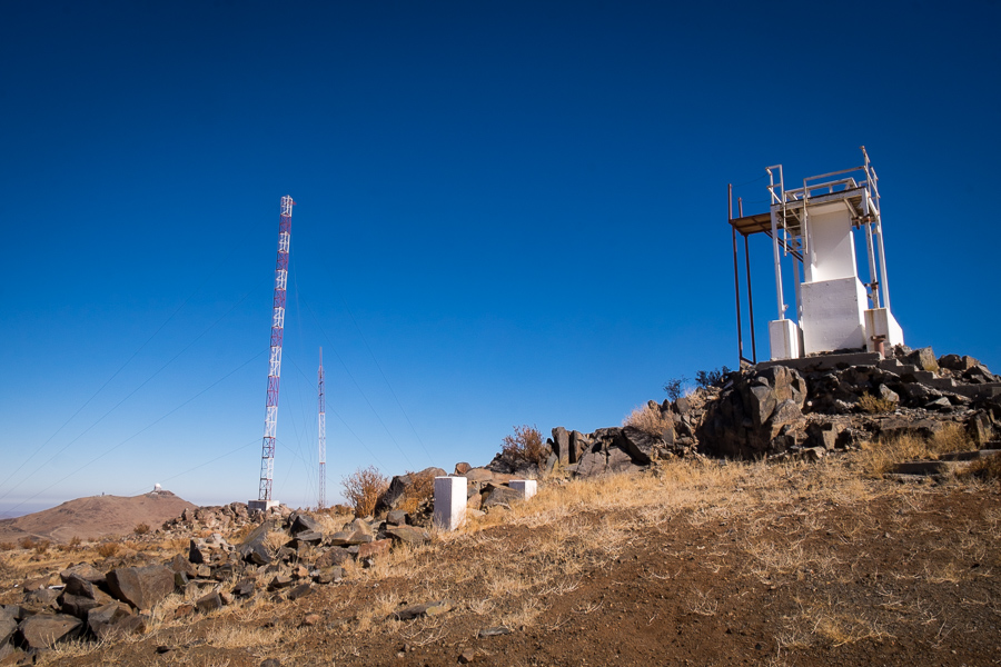 Radio tower and remains of DIMM - Cerro Vizcachas - La Silla Observatory - Chile