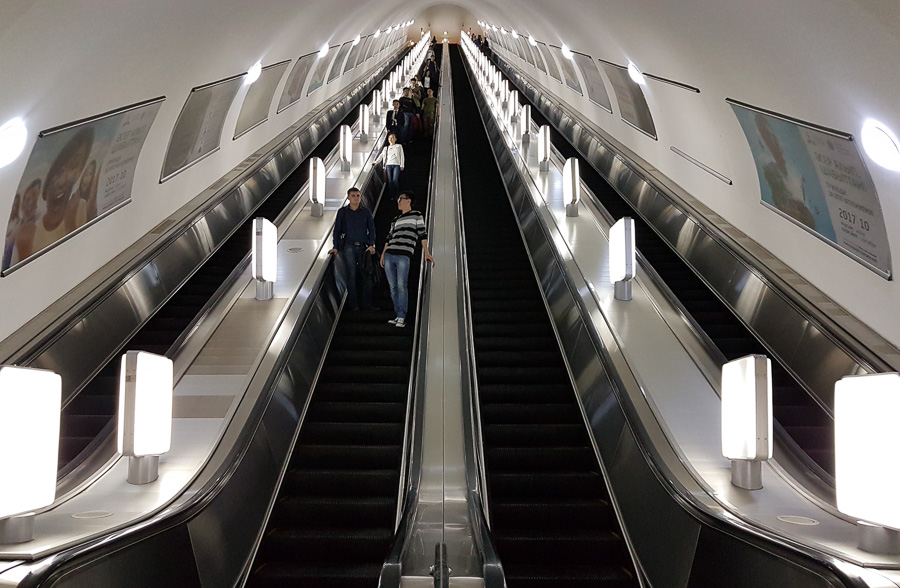 Vertiginous escalators - Almaty Metro - Kazakhstan