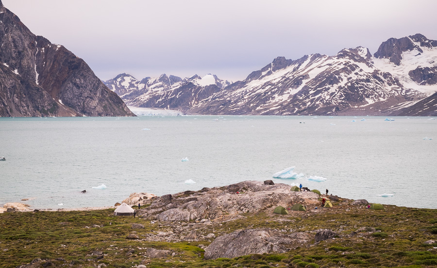 View of our first campsite for the Unplugged Wilderness Trek, taken from up the hill at the Karale Fjord