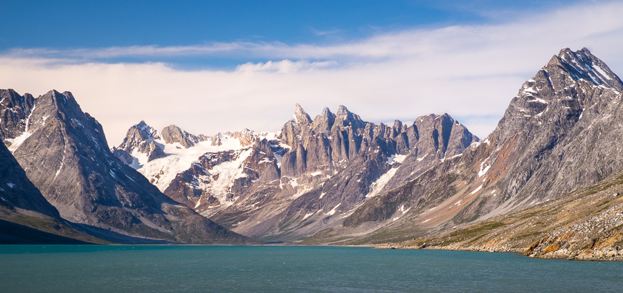 Looking up the Tasiilaq Fjord to the view of the triplets