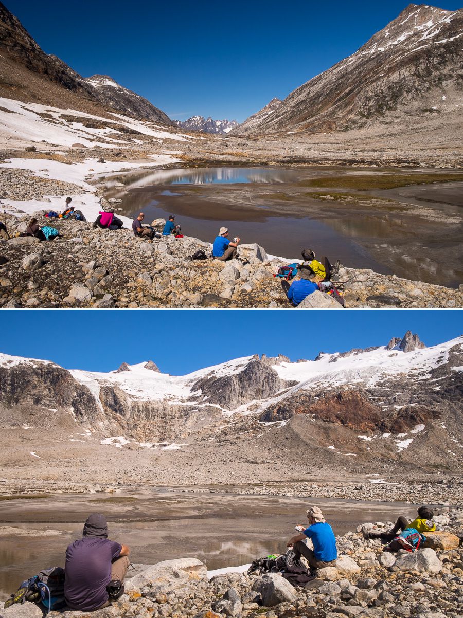 My trekking companions enjoying lunch with amazing views of Tunup Kua Valley