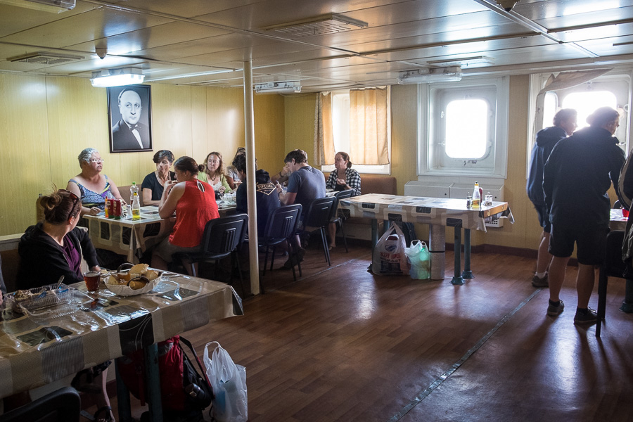 Dining hall on the ferry - Caspian Sea