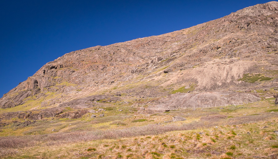 Wide view of the Dyrnaes Norse Settlement near Narsaq in South Greenland