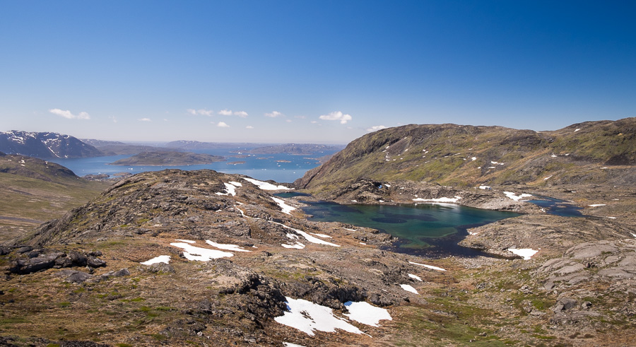 View of Narsaq Bay from top of Kvanefjeld in South Greenland