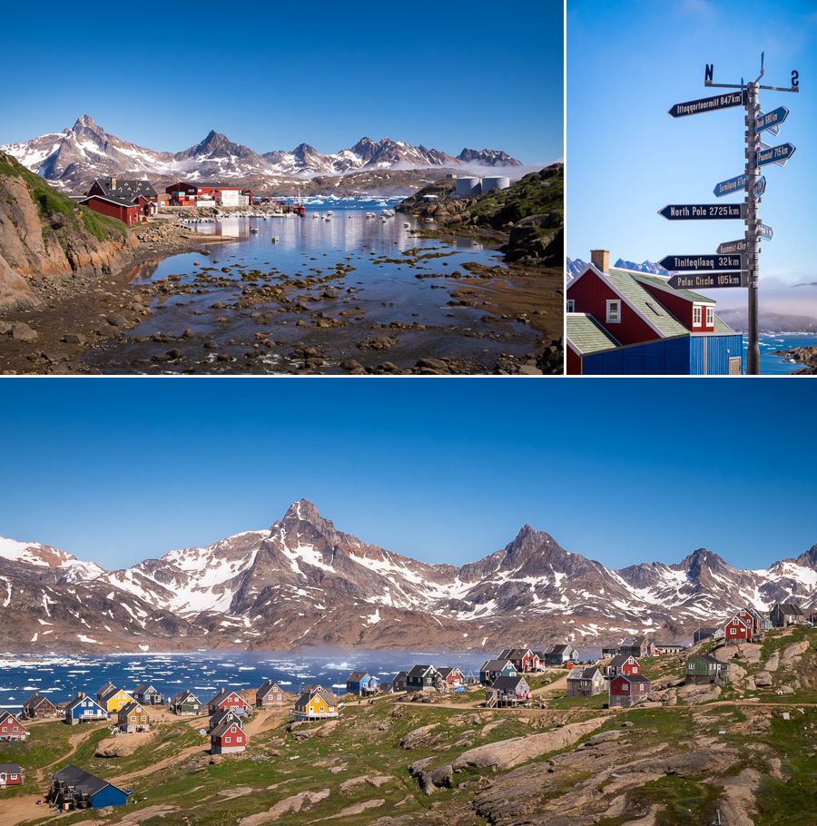 Views of different parts of Tasiilaq in East Greenland