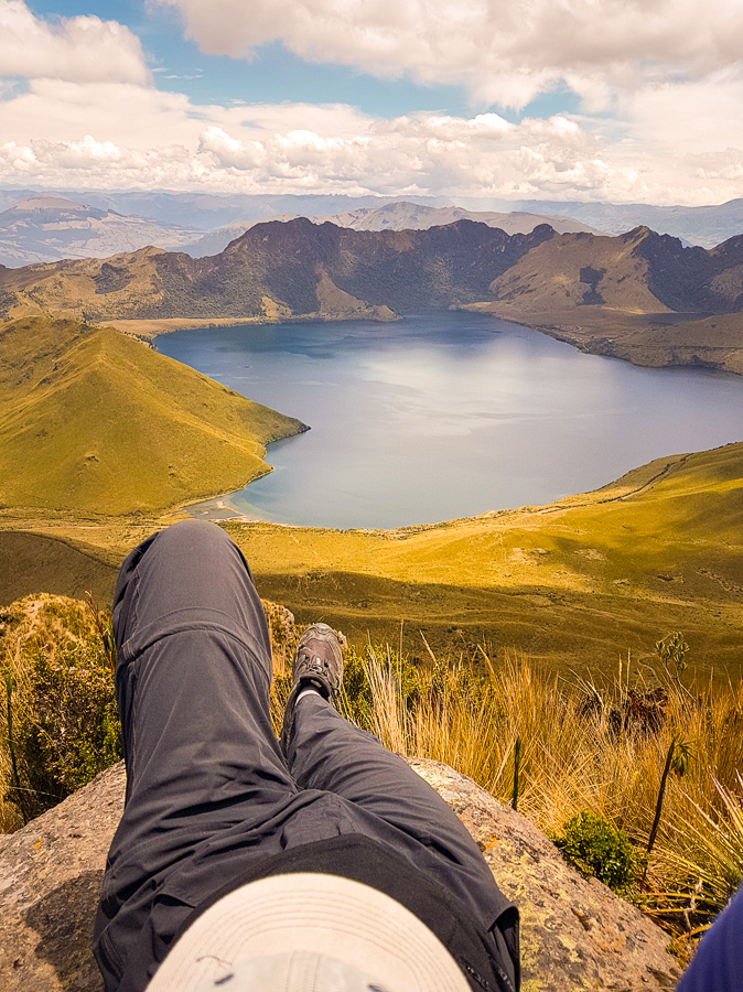 Me relaxing on a large flat rock at the summit of Fuya Fuya near Otavalo, Ecuador
