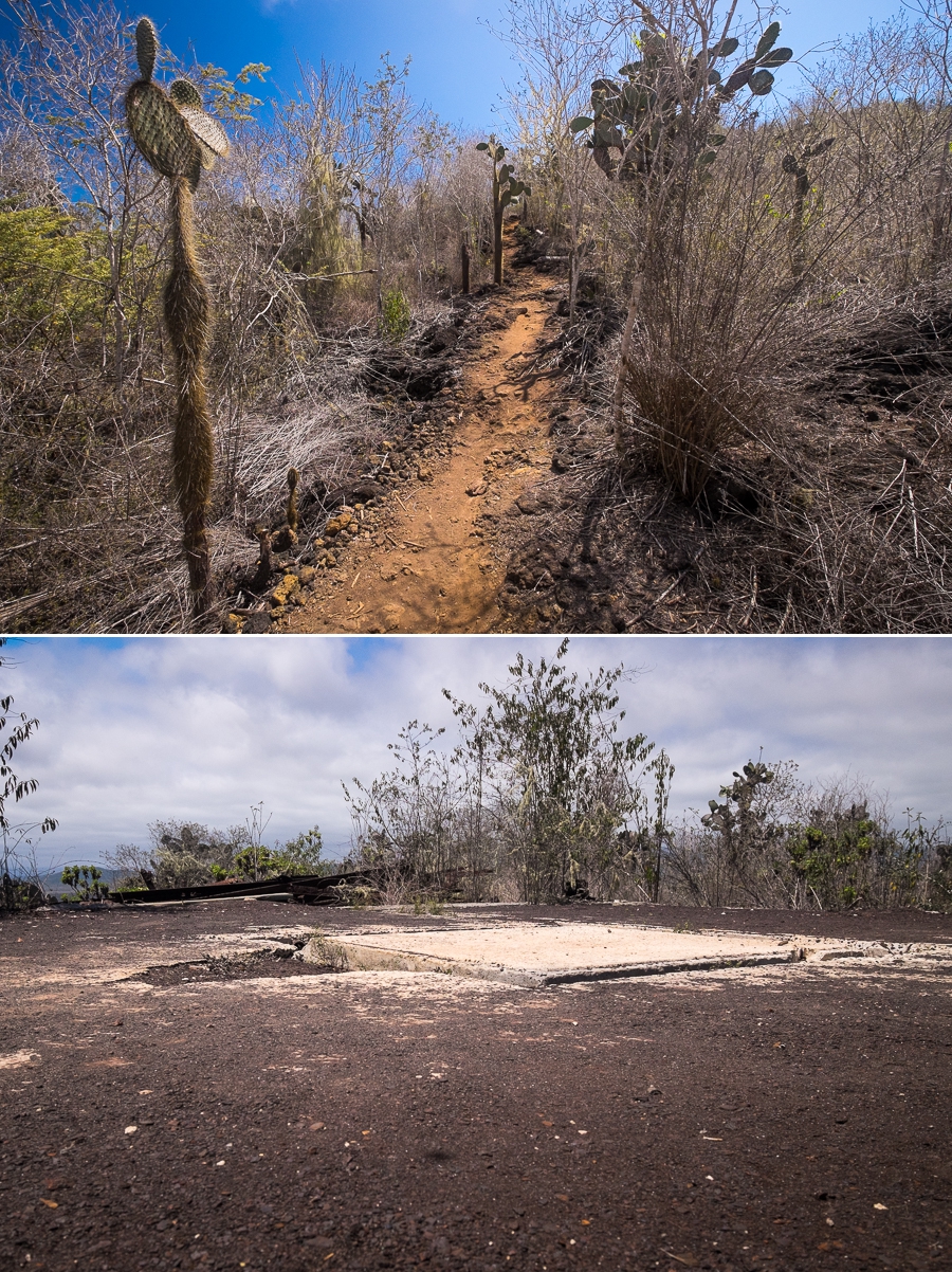 The path up to El Radar and the concrete slab where the radar was positioned