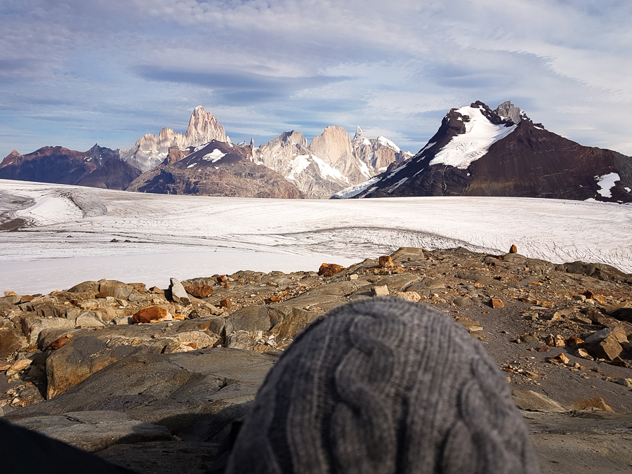 Admiring the view - South Patagonia Icefield, Cerro Fitzroy and Cerro Torre from the Refugio Garcia Soto