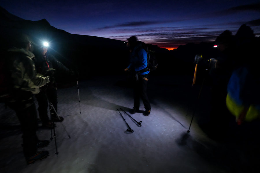 On the ice before dawn - Gorra Blanca ascent - South Patagonia Icefield Expedition - Argentina