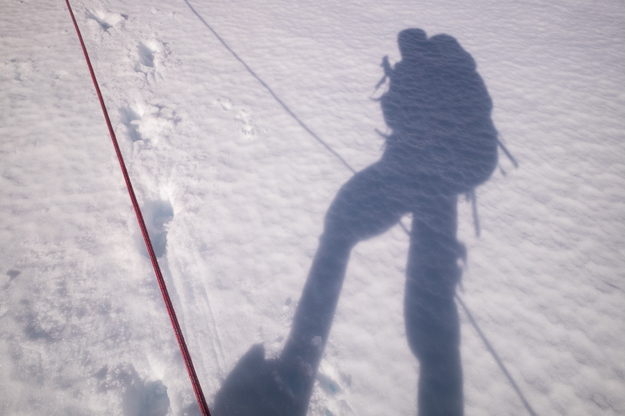 My shadow and the rope - South Patagonia Icefield Expedition - Argentina