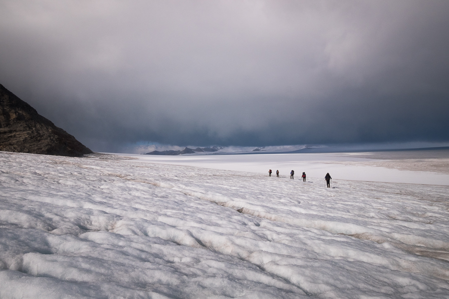 crevasse field and dark clouds over the icefield - South Patagonia Icefield Expedition - Argentina