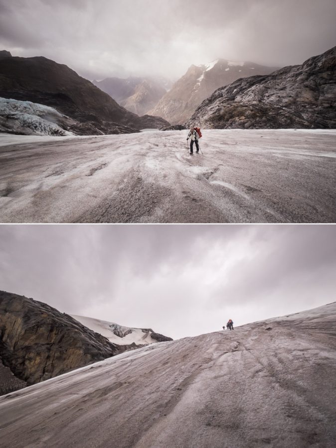 The view behind (top) and in front (bottom) as we climbed the glacier - South Patagonia Icefield Expedition - Argentina