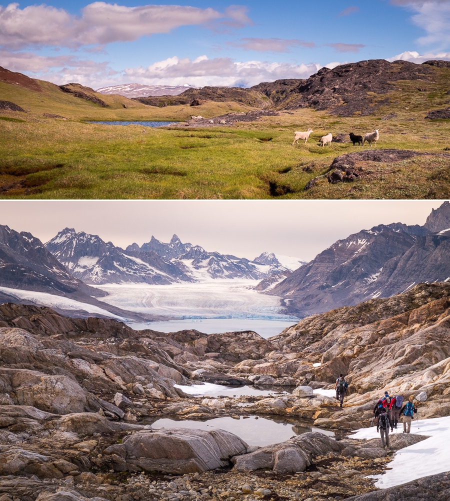 Images showing the contrast between South Greenland and East Greenland