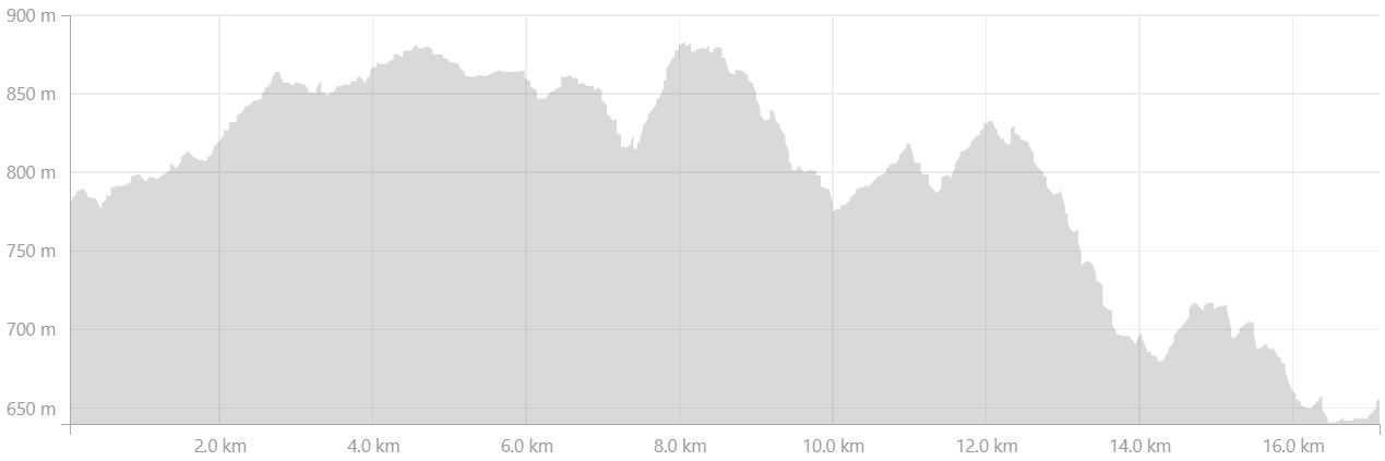 Altitude profile of Day 2 of Shadow of Vatnajokull from Strava