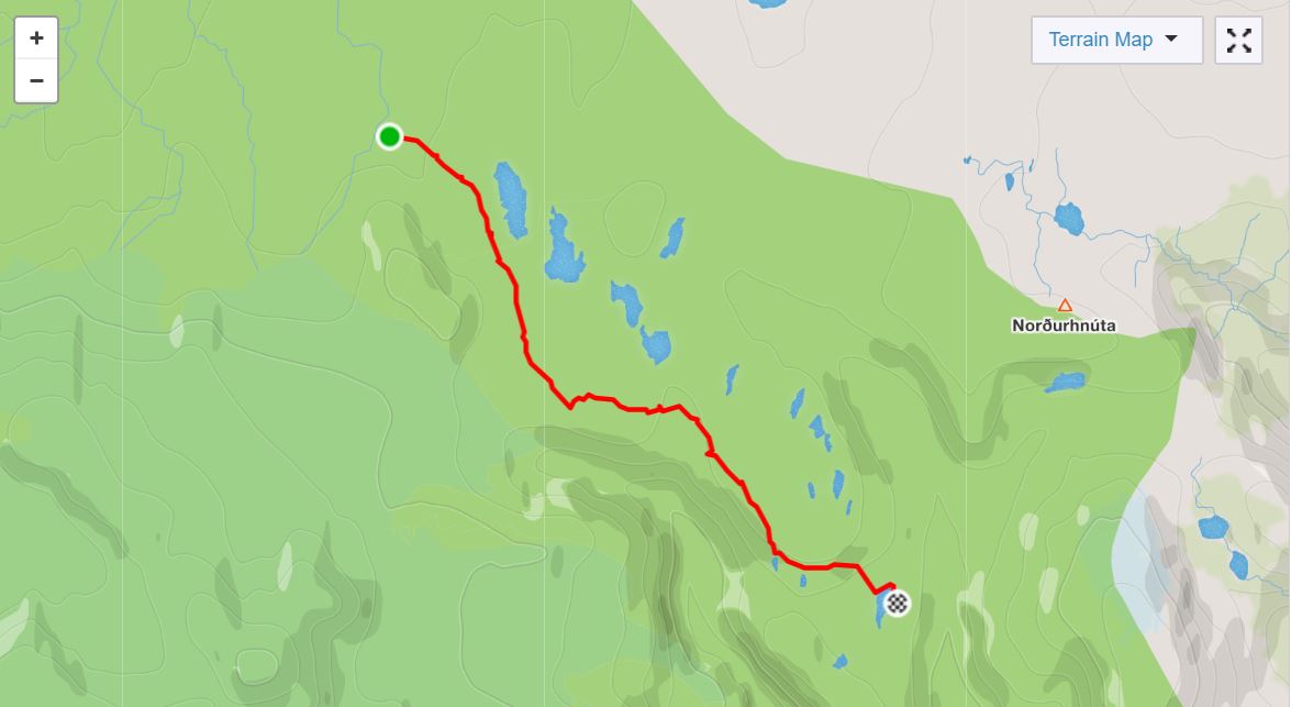 Basic Map of Day 2 of In the Shadow of Vatnajokull - from Strava