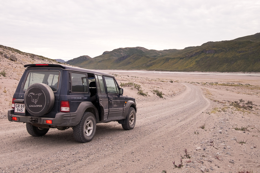 Our 4x4 jeep on the road to the Russell Glacier