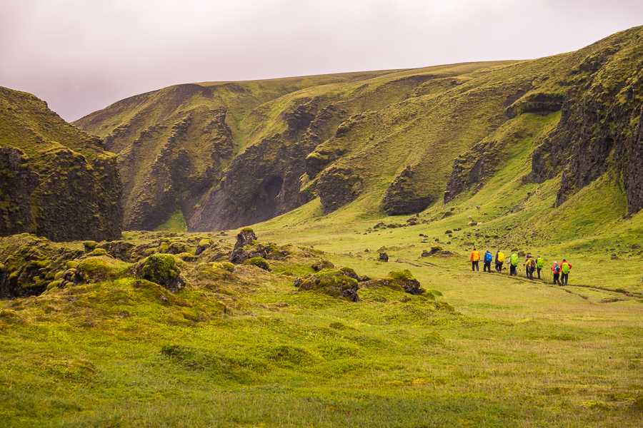 Hiking in a never-ending field of green - Volcanic Trails - Central Highlands, Iceland