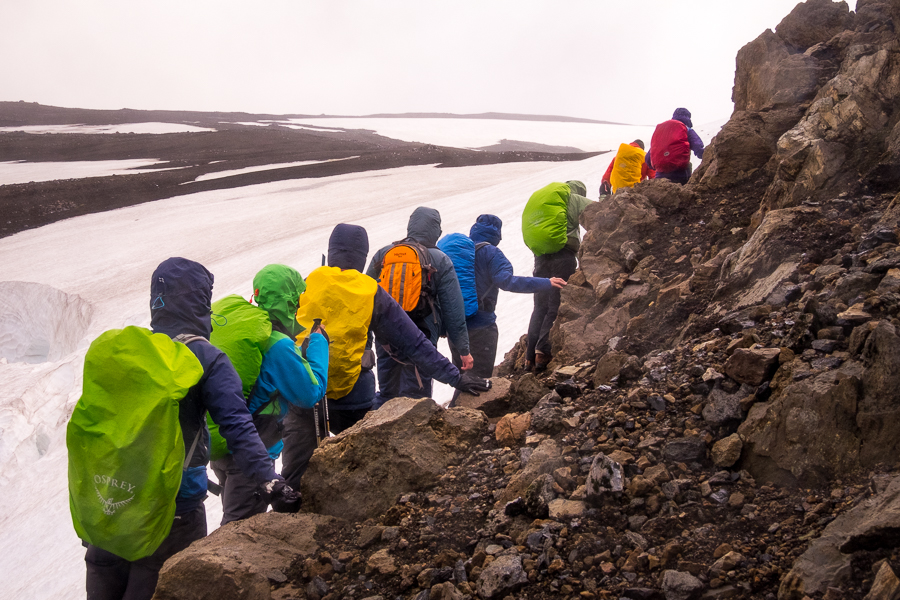 Negotiating a precarious ridge - Volcanic Trails - Central Highlands, Iceland