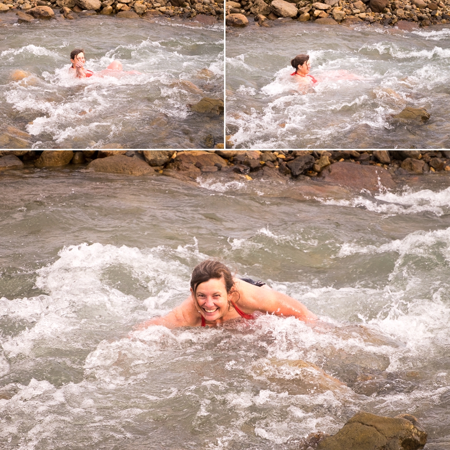 My cold river plunge next to the Strútslaug thermal hot pool - Volcanic Trails - Central Highlands, Iceland