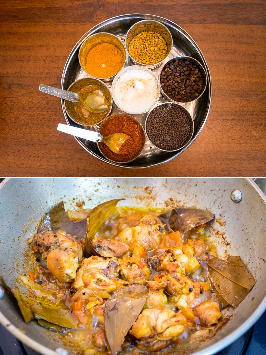 spices and chicken curry for daal bhat - 2Sisters Nepal Cooking School - Kathmanu