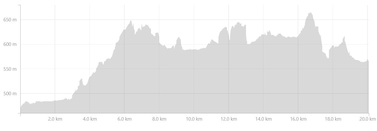 Altitude profile of the hike from Álftavötn to Strútur in the Central Highlands of Iceland - from Strava