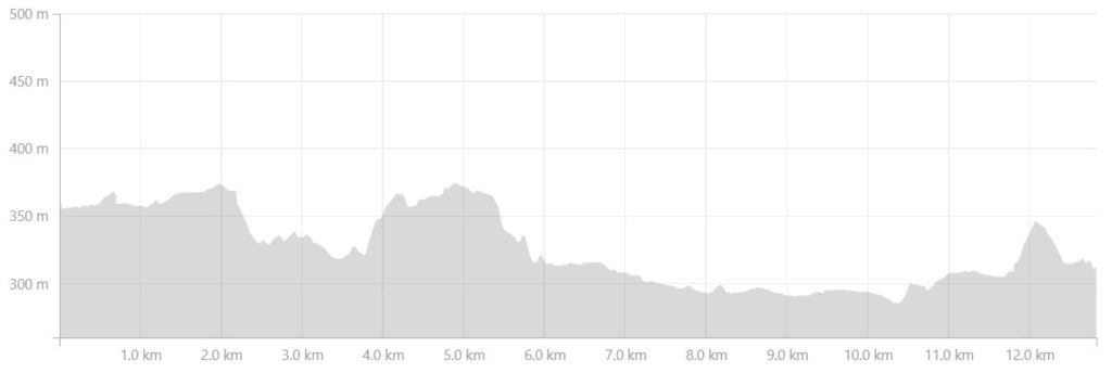 Altitude profile of the route from the Eqalugaarniarfik Hut to Innajuattoq II Hut (the Lake House) on the Arctic Circle Trail, West Greenland- from Strava