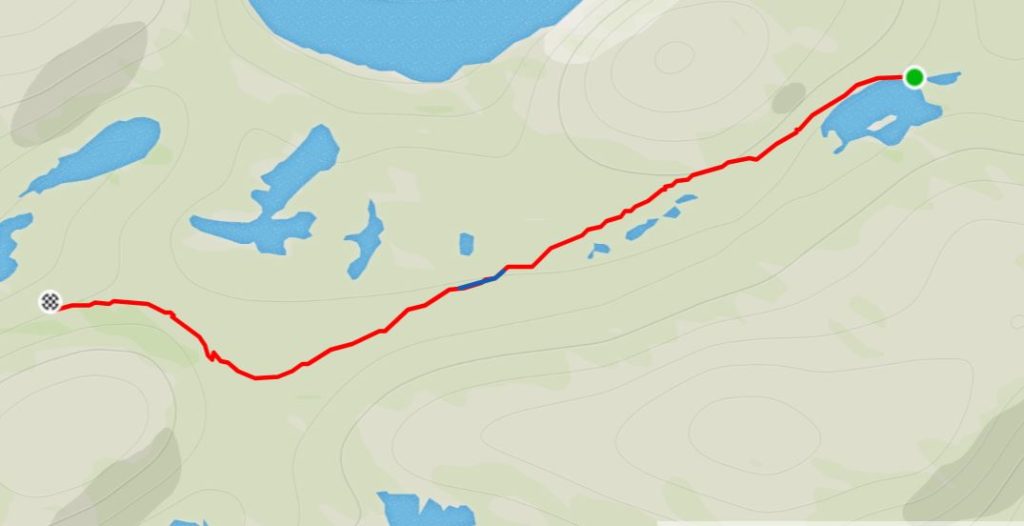 Basic Map of the route from the Innajuattoq II Hut (the Lake House) to the Nerumaq Hut on the Arctic Circle Trail, West Greenland- from Strava