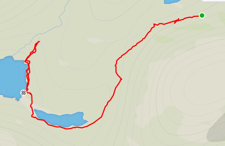 Basic Map of the route from the Nerumaq Hut to the Kangerlusarsuk Tulleq Nord Hut on the Arctic Circle Trail, West Greenland - from Strava