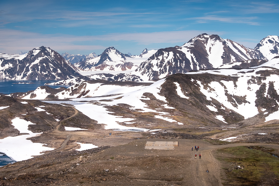 Hiking past foundations of buildings that use to service DYE-4 radar station - Kulusuk Island - East Greenland