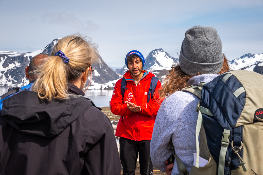Our guide explaining a little about East Greenland as we hike in from Kulusuk airport