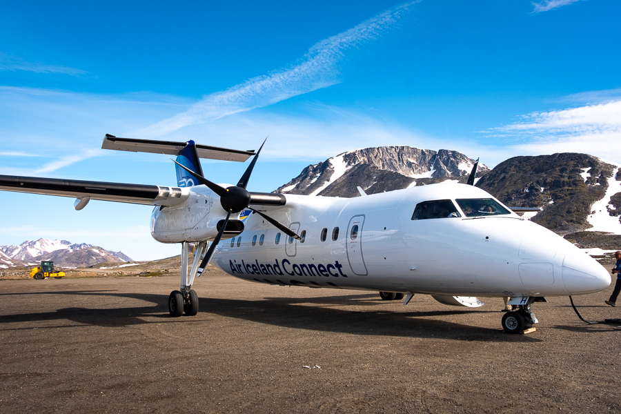 Air Iceland Connect plane at Kulusuk airport - East Greenland