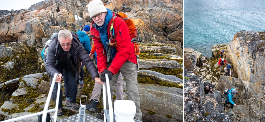 From boat transfer to land at the start of the Sermilik Way - Ammassalik Island - East Greenland