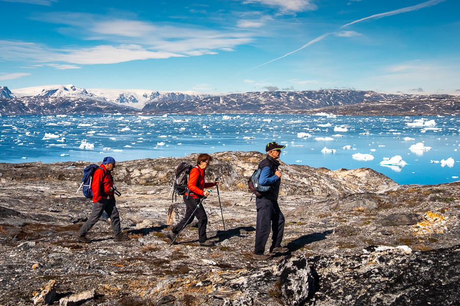 Hiking along the Sermilik Fjord near Tiniteqilaaq - East Greenland