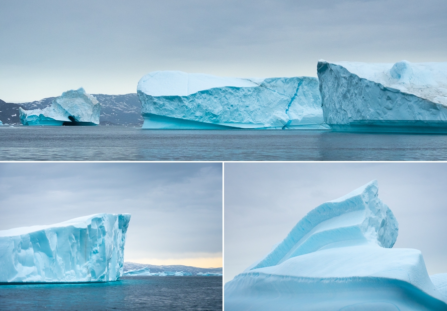 Boating past huge icebergs in the Sermilik Fjord - East Greenland