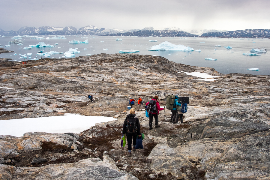 Carting all our stuff back to the boat from the hut at Tiniteqilaaq - East Greenland