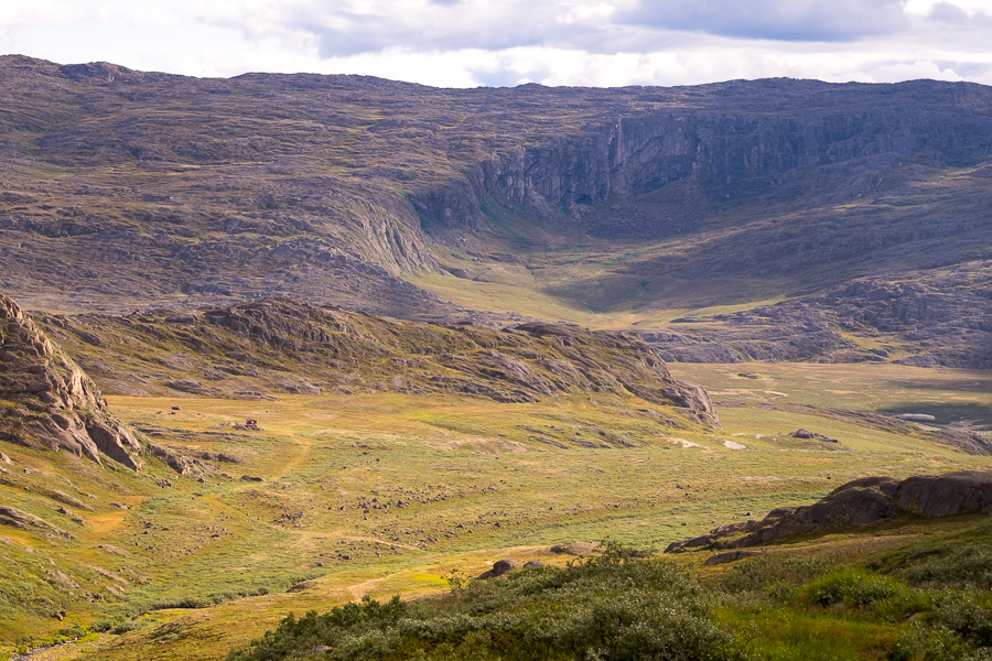 Looking back down on the Eqalugaarniarfik Hut from the ridge - Arctic Circle Trail - West Greenland