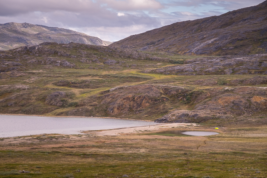Campsite by the beach in the arctic wilderness - Arctic Circle Trail - West Greenland