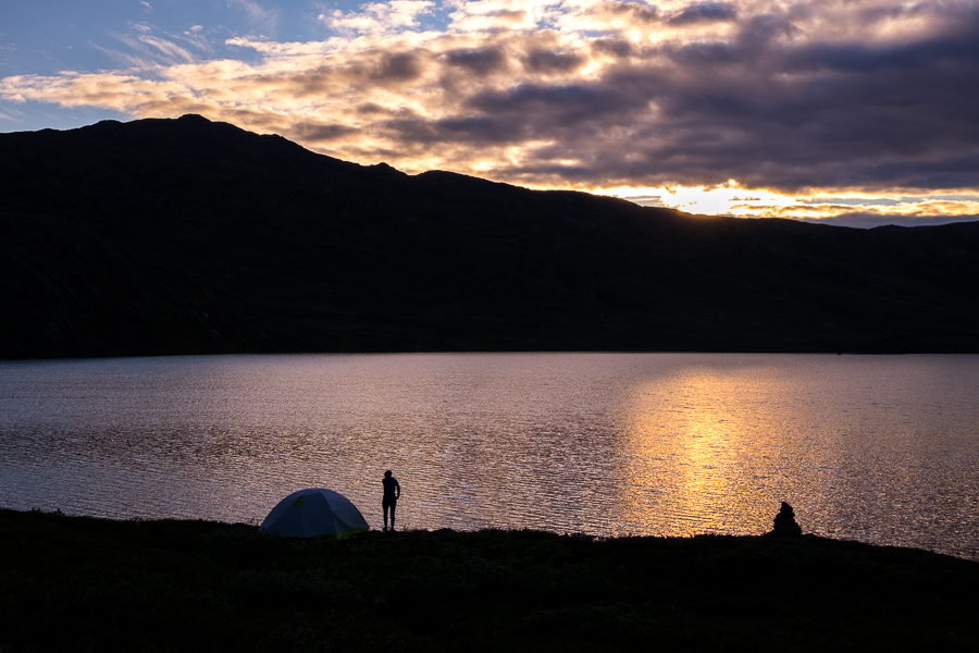 Sunset over the camp of the Kiwi-Canadians - Arctic Circle Trail - West Greenland