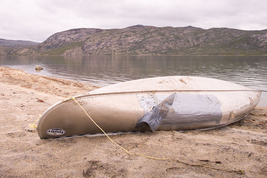 Despite the massive duct tape patch on the underside of the canoe - it was water-tight. Arctic Circle Trail - West Greenland