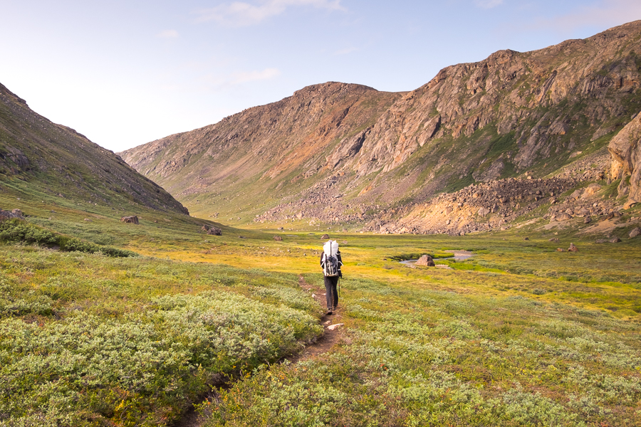 Hiking away from the Nerumaq Hut on Day 6 - Arctic Circle Trail - West Greenland