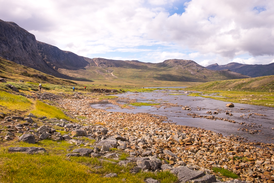 Following a rocky river  on Day 5 - Arctic Circle Trail - West Greenland