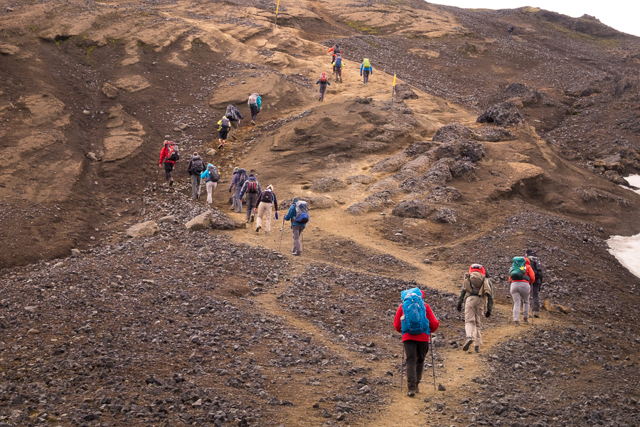 Climbing above the Devil's Crest - Laugavegur Fimmvörðuháls Trail - Icelandic Highlands