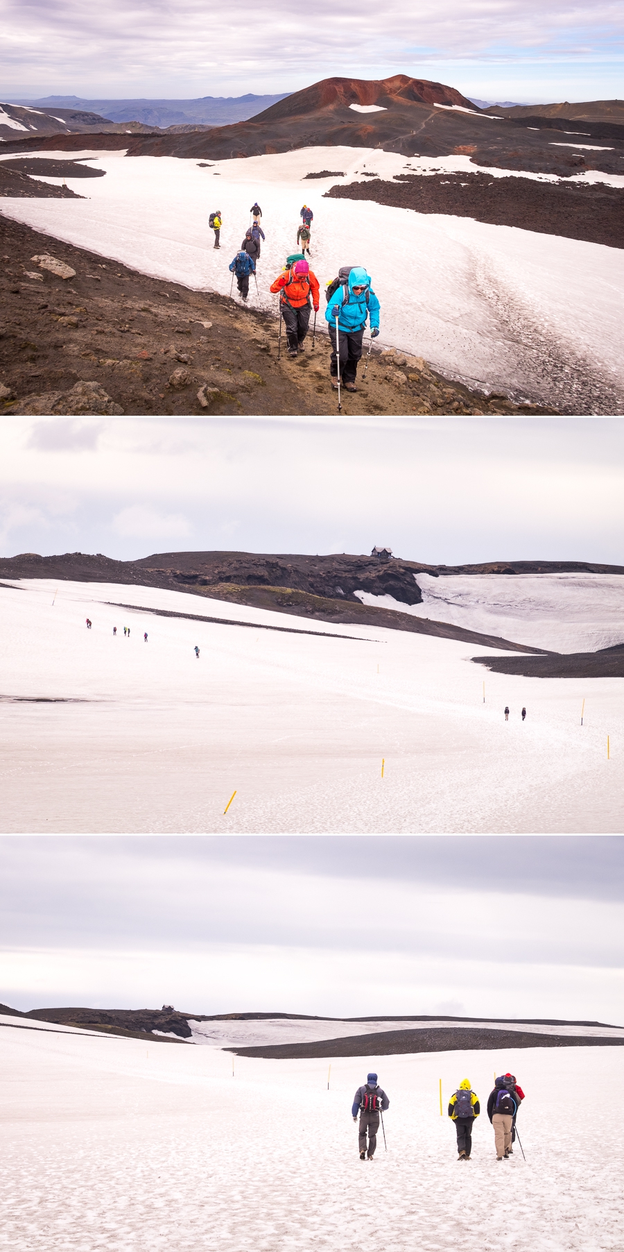 Hiking through snow on Day 6 - Laugavegur Fimmvörðuháls Trail - Icelandic Highlands