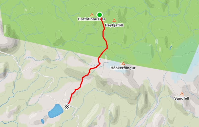 Basic Map of hike from Hrafntinnusker to Álftavatn - Laugavegur Fimmvörðuháls Combo Trek - from Strava