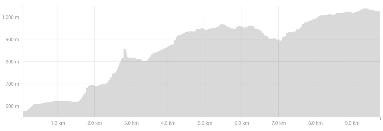 Altitude profile of hike from Landmannalaugar to Hrafntinnusker - Laugavegur Fimmvörðuháls Combo Trek - from Strava