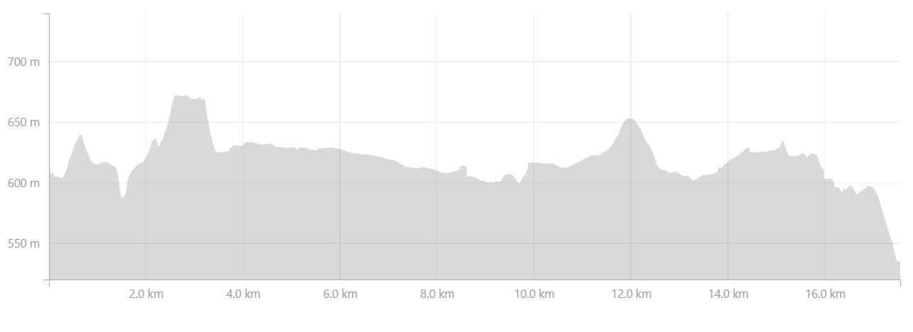 Altitude profile of hike from Álftavatn to Emstrur - Laugavegur Fimmvörðuháls Combo Trek - from Strava