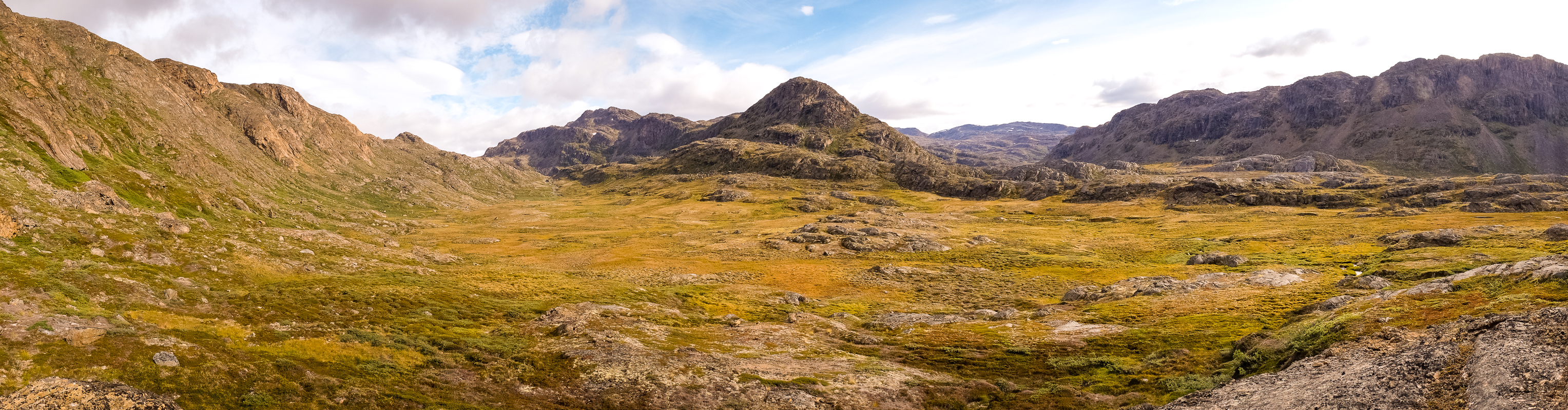 Panorama of the valley leading to the UFO -  Sisimiut UFO hike - West Greenland