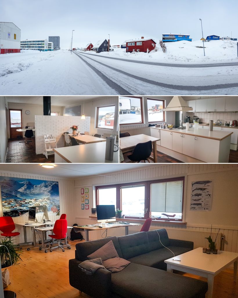 Exterior and interior of the offices at Guide to Greenland - Nuuk