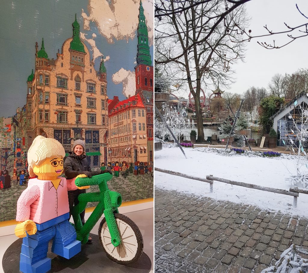 image of me at the lego shop and tivoli gardens in copenhagen